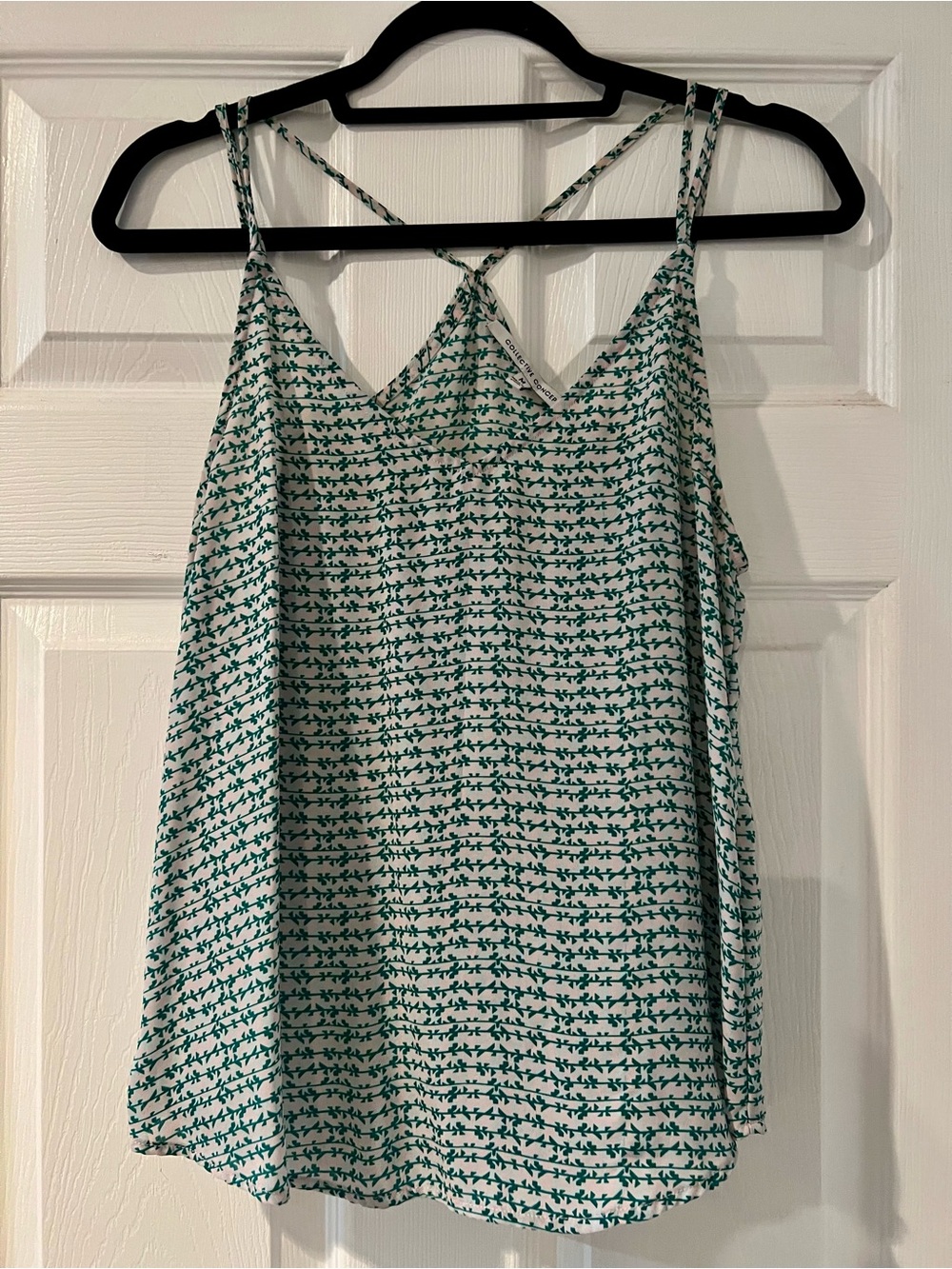 Collective Concepts White & Green Patterned Double-Strap Camisole
